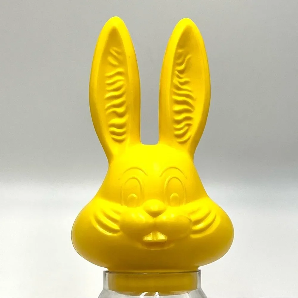 Vintage 70s Bromar Yellow Clear Easter‎ Bunny Blow Mold Candy Holder Piggy Bank